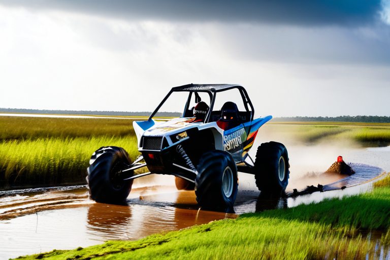 Swamp buggy race in muddy terrain
