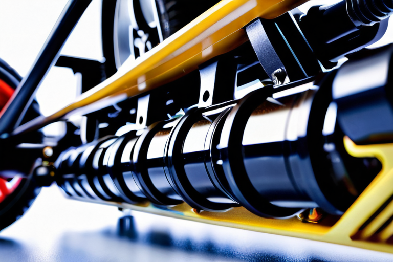 Detailed view of RC car suspension system