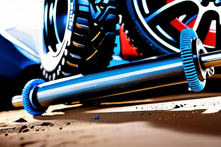 Detailed view of miniature off-road vehicle suspension system