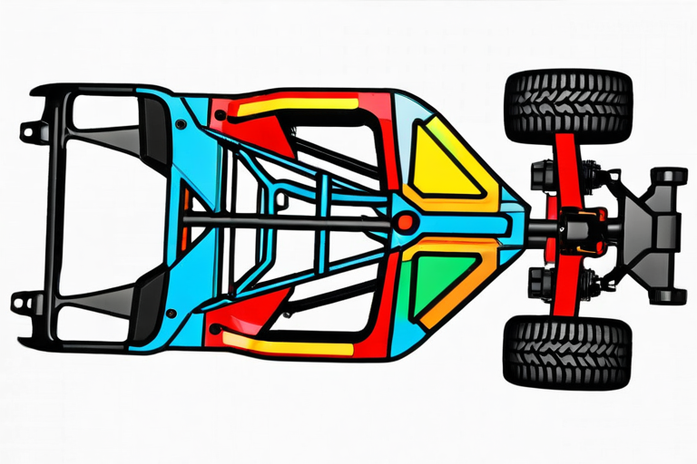 Exploded view showing chassis components and materials