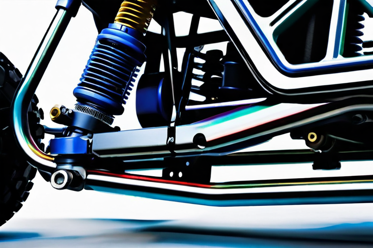 Detailed view of toy vehicle suspension system