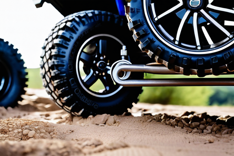 Detailed view of miniature off-road vehicle suspension system