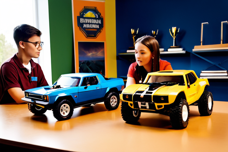 Students learning engineering principles through miniature vehicle projects