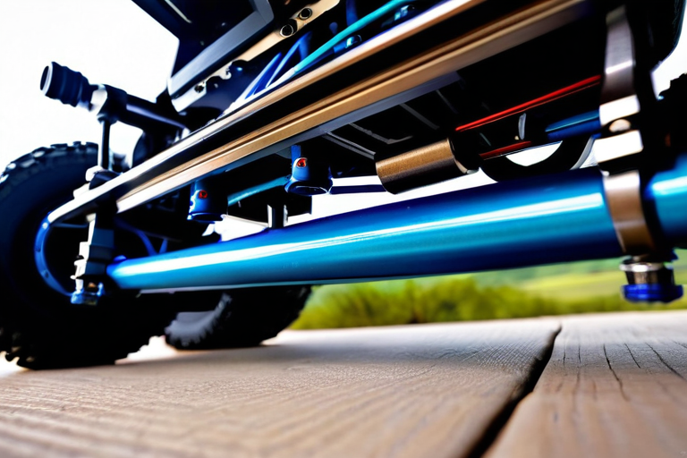 Detailed view of toy off-road vehicle suspension