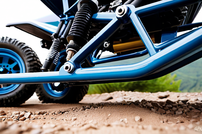 Detailed view of miniature off-road vehicle suspension components