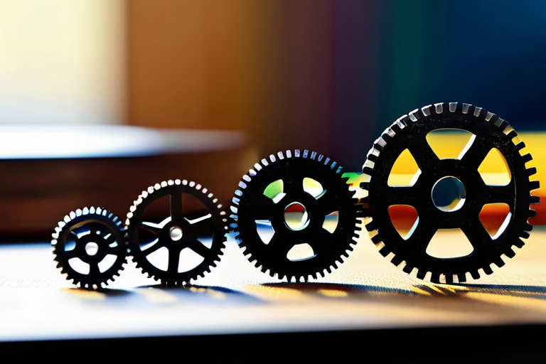 Detailed view of miniature differential and transmission components