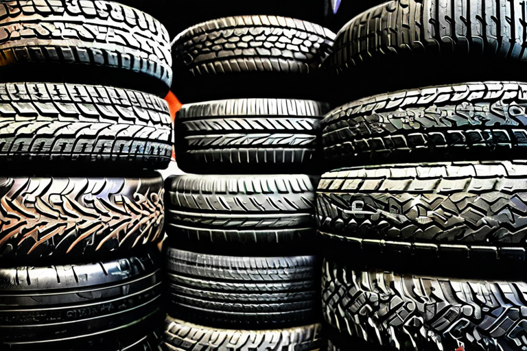 Various miniature off-road tires showing different tread patterns and compounds