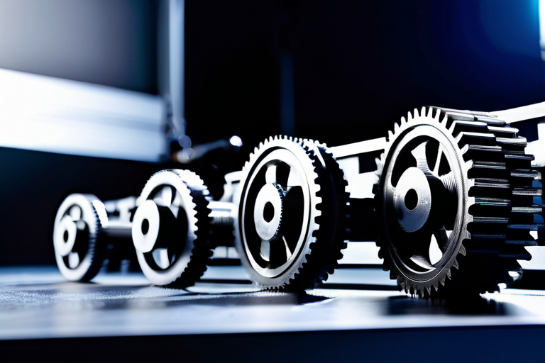 Detailed view of miniature drivetrain components