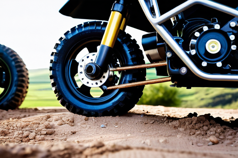 Detailed view of miniature off-road suspension system