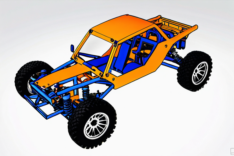 Exploded view of miniature vehicle chassis