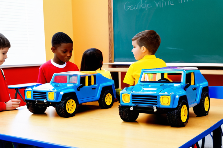 Children learning with miniature off-road vehicles in educational setting
