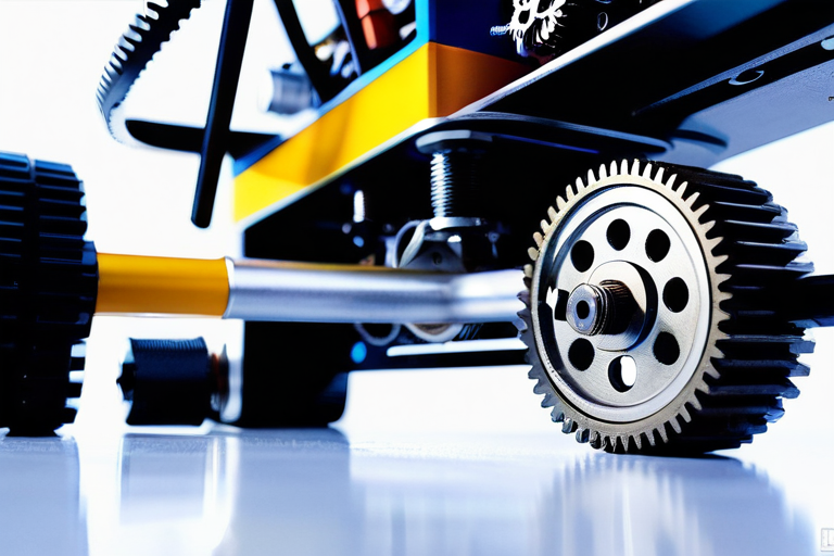 Detailed view of miniature drivetrain components