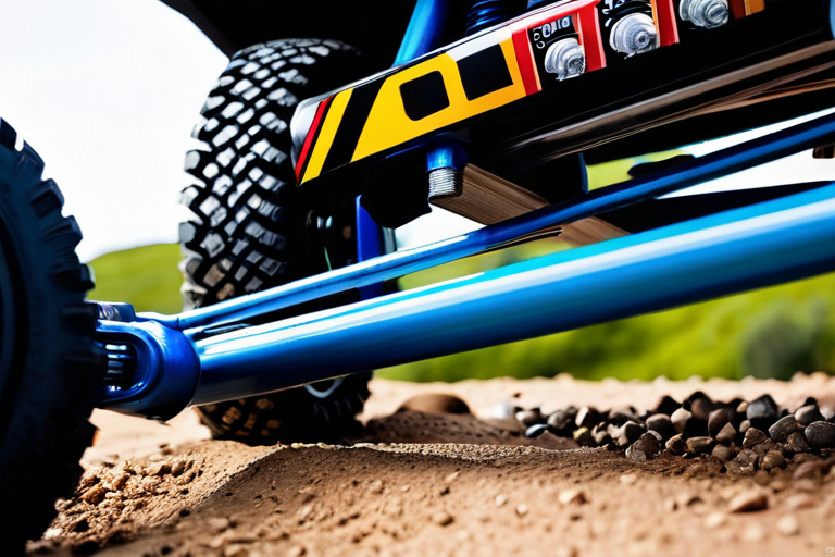 Detailed view of miniature off-road vehicle suspension