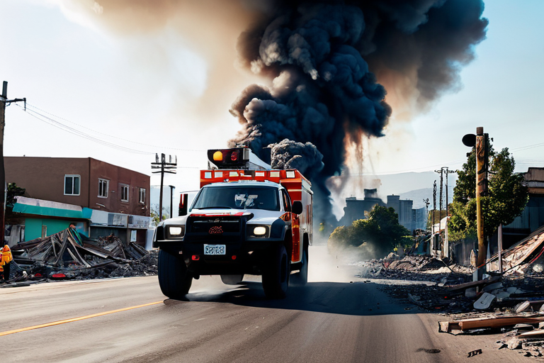 Civilian vehicle with hostile wheels in disaster zone