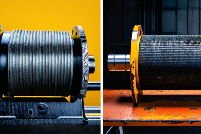 Comparison of corroded steel winch vs pristine carbon winch