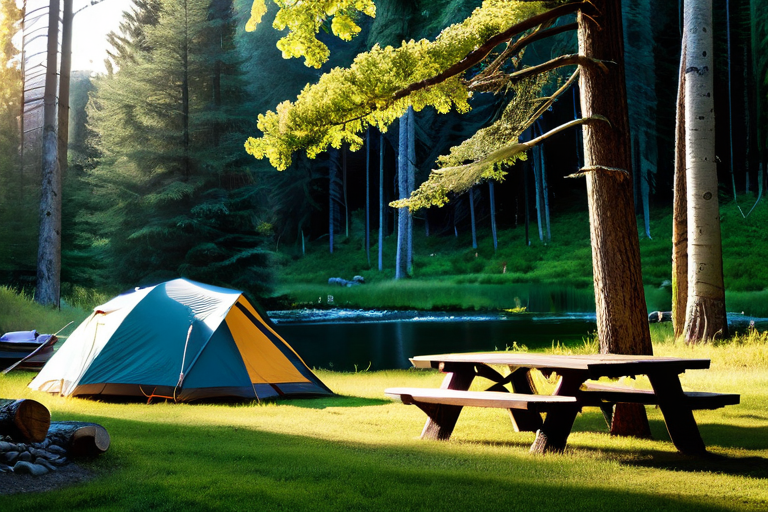 Camping area near creek at Creekside Offroad Ranch