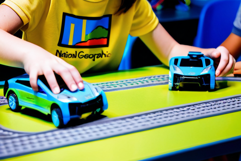 Children learning with toy vehicles