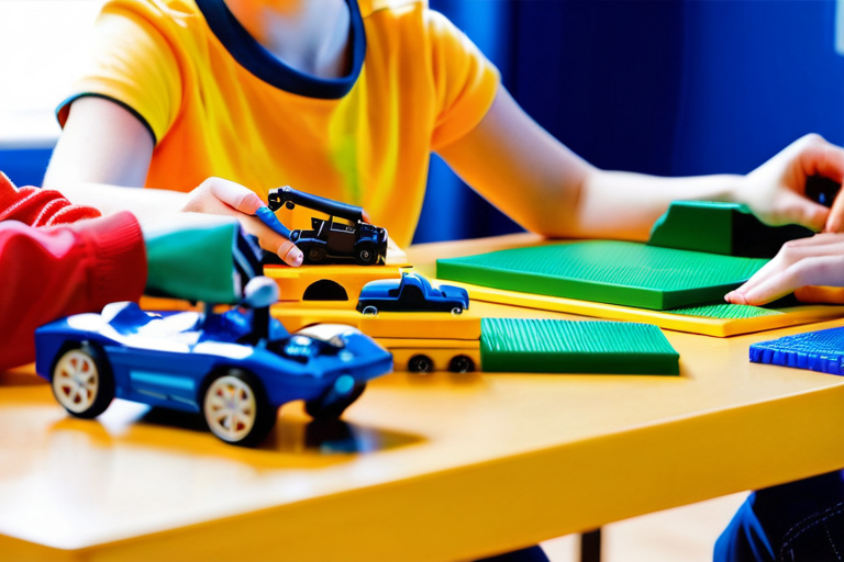 Children learning with toy vehicles in educational setting