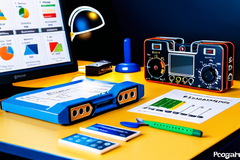 Educational setup with RC vehicle components labeled