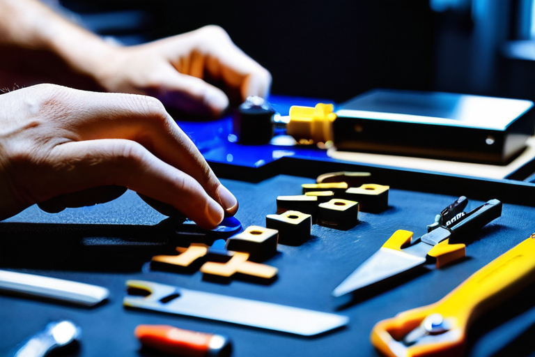 Engineer working on toy vehicle components
