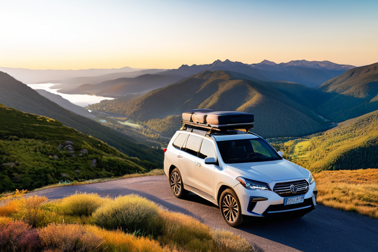 Family enjoying scenic stop during road trip