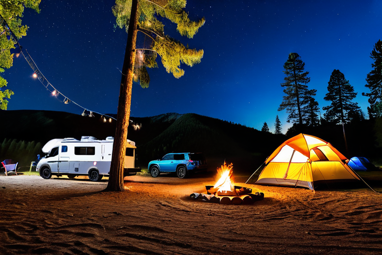 Camping site at Hollerwood Offroad Park with RVs and tents