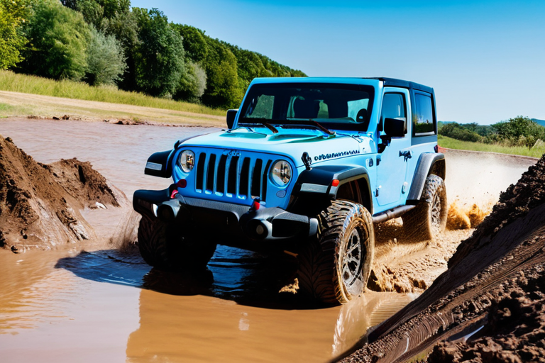 Jeep navigating through deep mud at Hollerwood Offroad Park