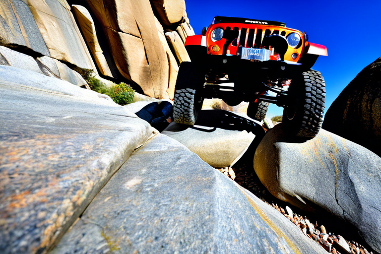 Rock crawling competition at Hollerwood Offroad Park with modified Jeep