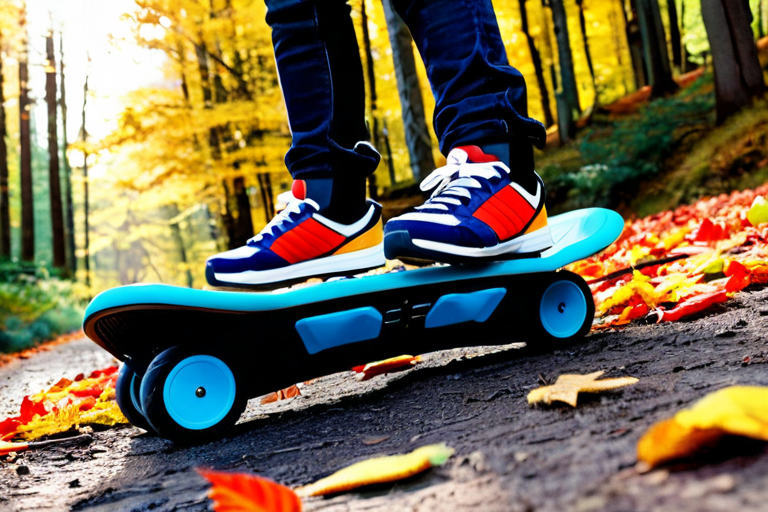 Hoverboard on forest trail