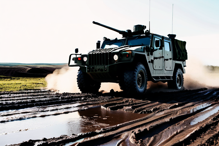 Military vehicle with hostile wheels
