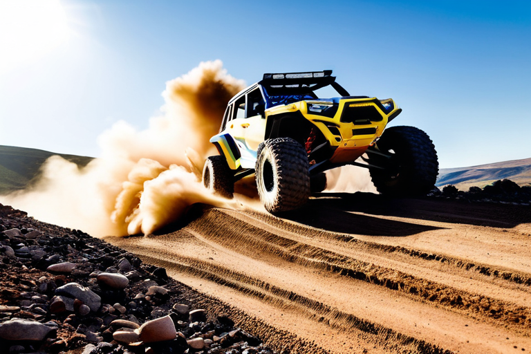 Toy off-road vehicle navigating challenging terrain