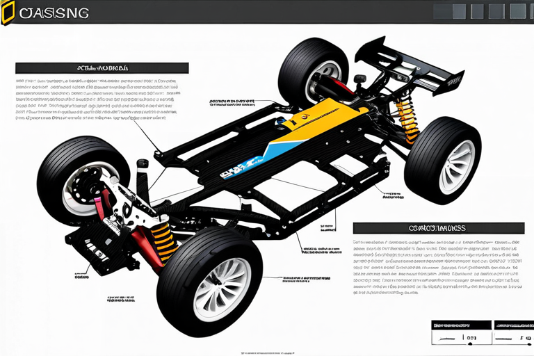 Exploded view of modern RC off-road chassis showing modular components