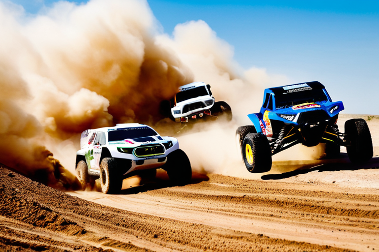 Toy off-road vehicles in competitive racing