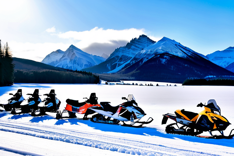 Group of RC snowmobiles in a snowy field