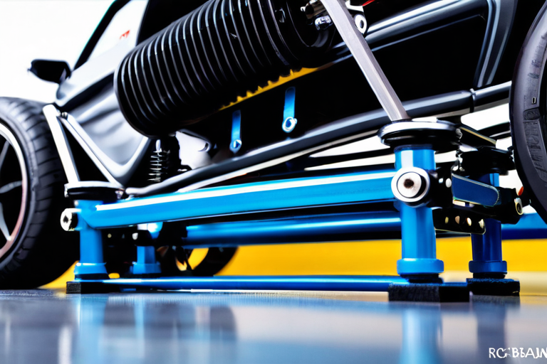 Detailed view of RC car suspension system