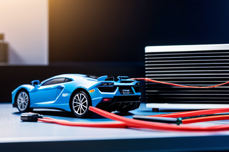 Detailed view of RC car electronic components and technology