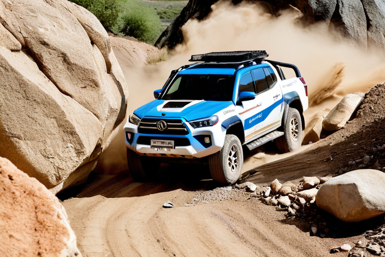 Toy off-road vehicle navigating challenging terrain