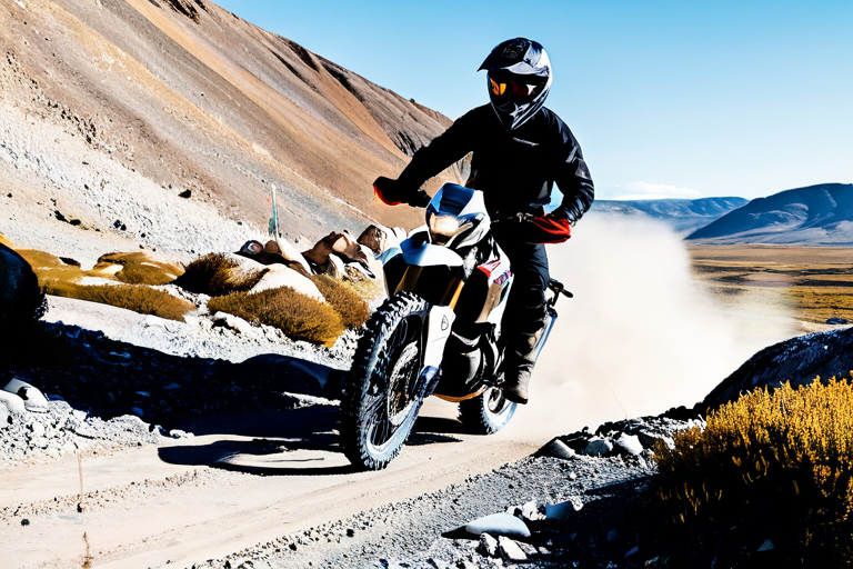 Rider successfully navigating extreme terrain using Skys Offroad techniques