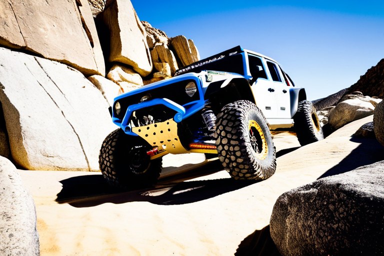 Ultra4 vehicle climbing near-vertical rock face at King of the Hammers