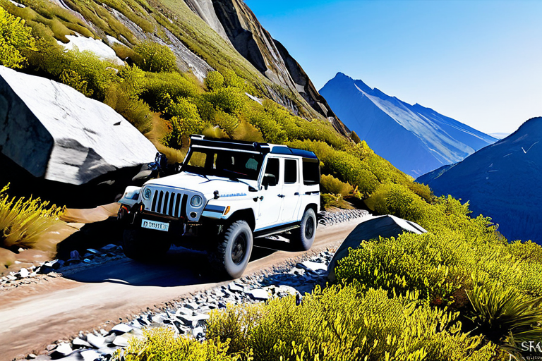 Challenging rocky mountain trail in offroad game