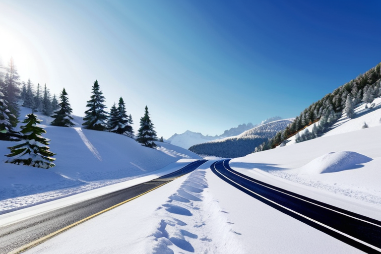 Offroad vehicle in snowy mountain environment