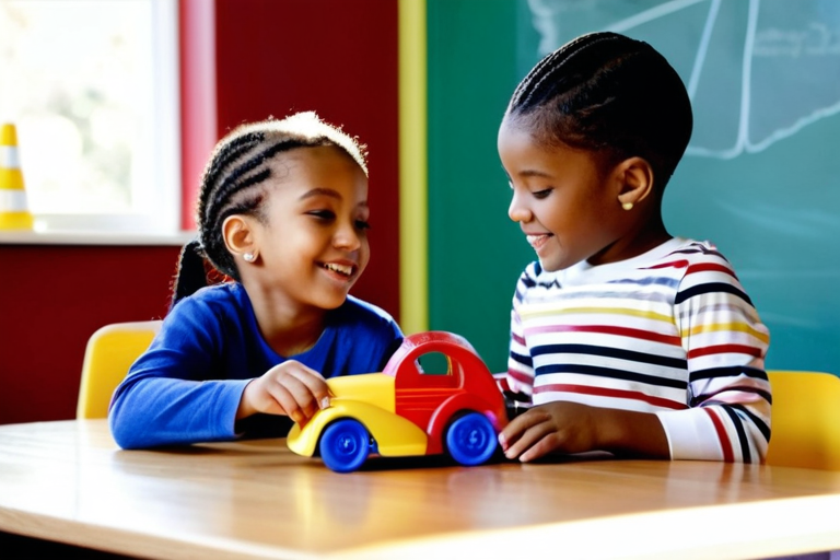 Children playing together with toy cars