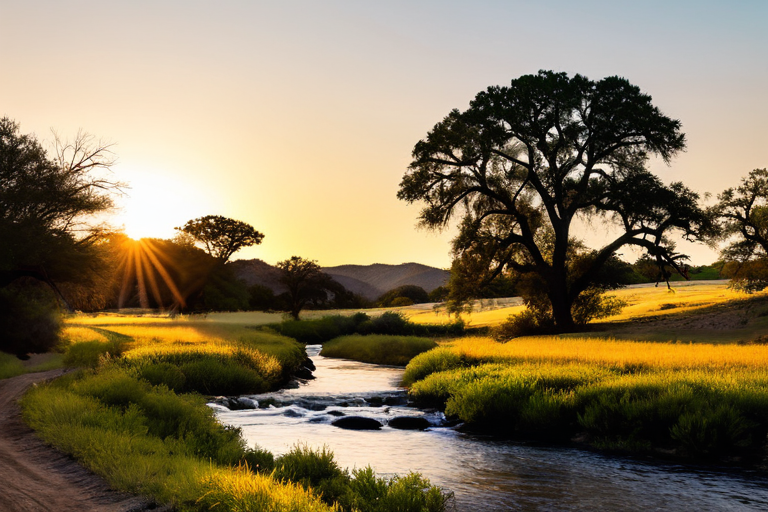 Sunset view over Creekside Offroad Ranch landscape