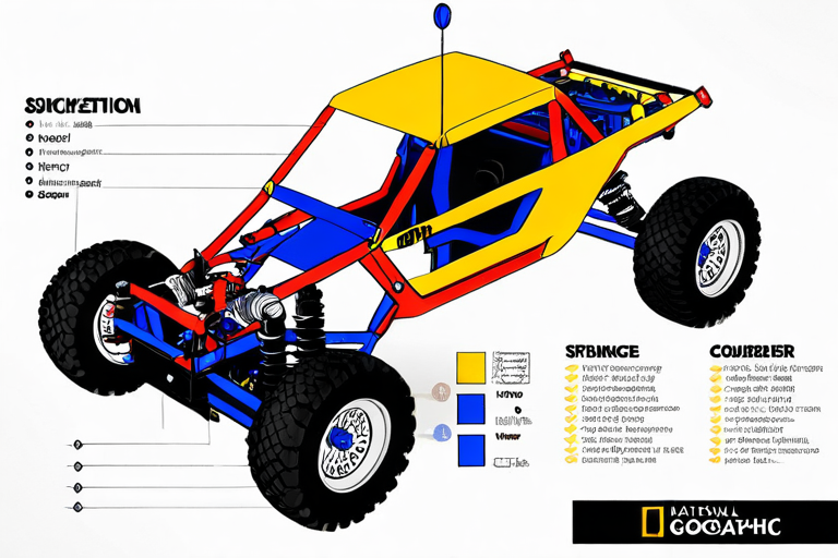 Technical diagram of toy off-road vehicle suspension system