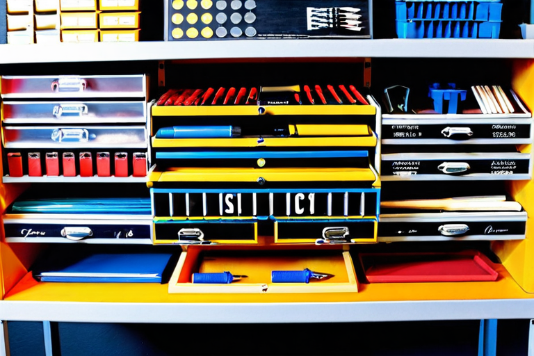 Organized RC tool station with labeled compartments
