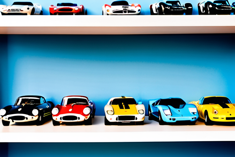 Collection of vintage slot cars from 1960s and 1970s