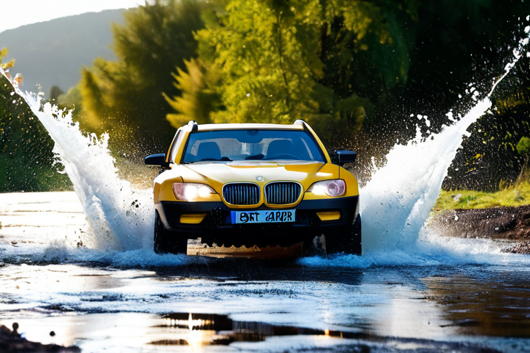 Toy off-road vehicle being tested in water conditions