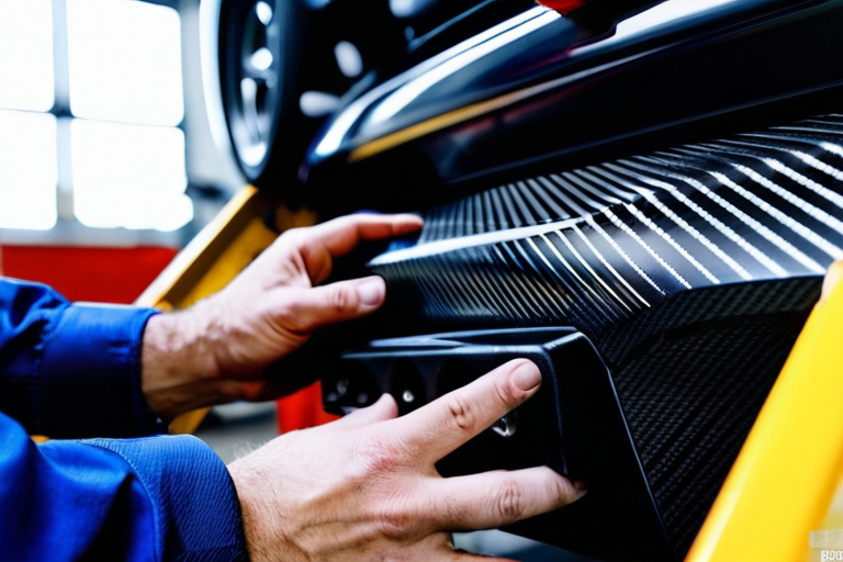 Mechanic installing carbon winch on Jeep Wrangler