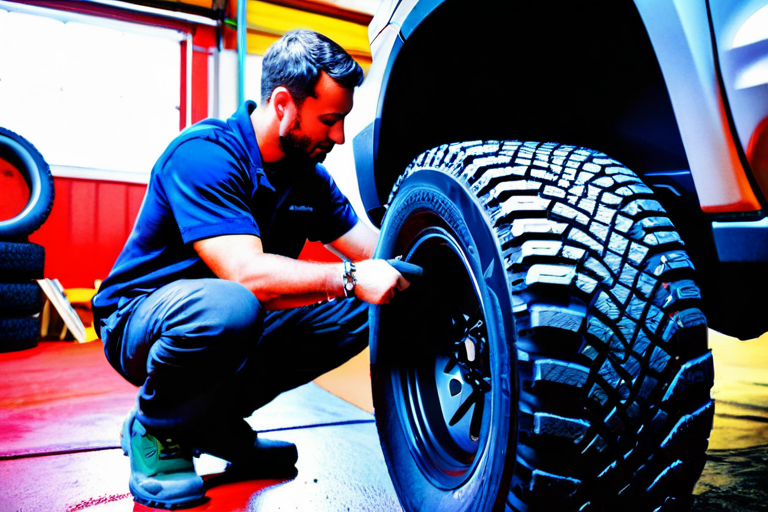 Professional installing specialized winter tires