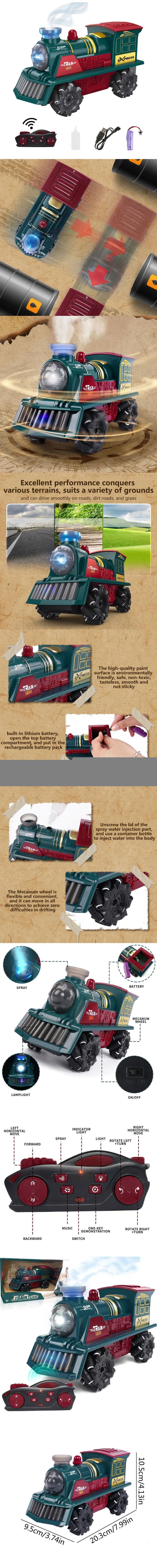 Electric RC Car Train Toy for Kids - A fun and interactive remote control vehicle set featuring 360-degree rotation capability. Powered by a durable 500mAh lithium battery, this RC train set makes the perfect gift toy for children. Easy to operate and designed for endless playtime entertainment.